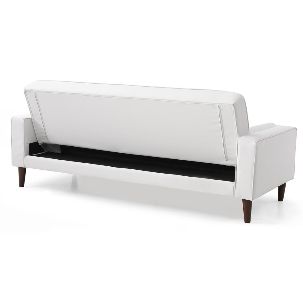 Andrews 85 in. W Flared Arm Faux Leather Straight Sofa in White. Picture 4