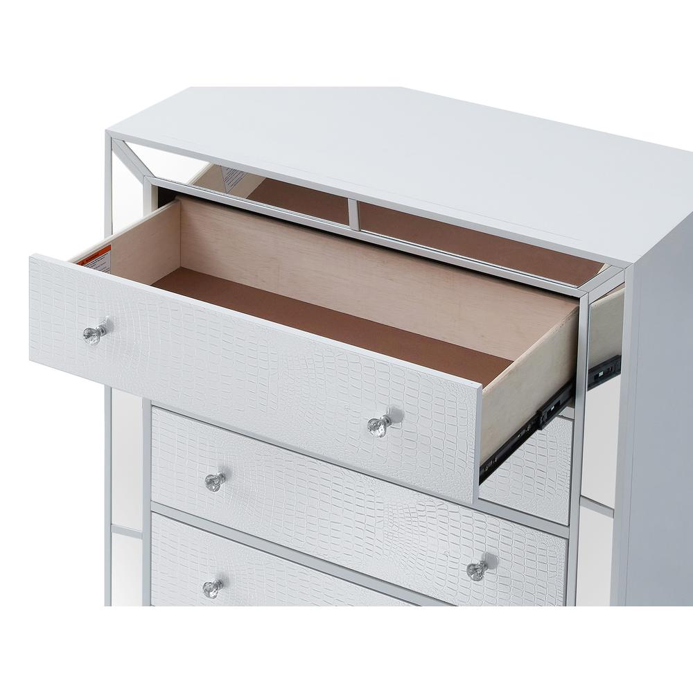 Hollywood Hills White 5 Drawer Chest of Drawers (58 in. H X 21 in. W X 32 in. L). Picture 4