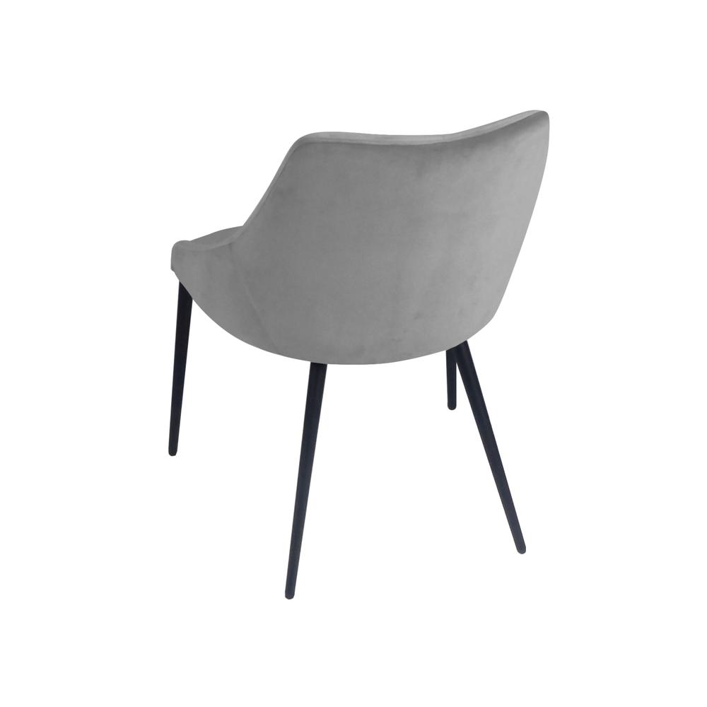 Pitch Harmony Stone Grey Velvet Upholstered Dining Chair with Conic Legs. Picture 6