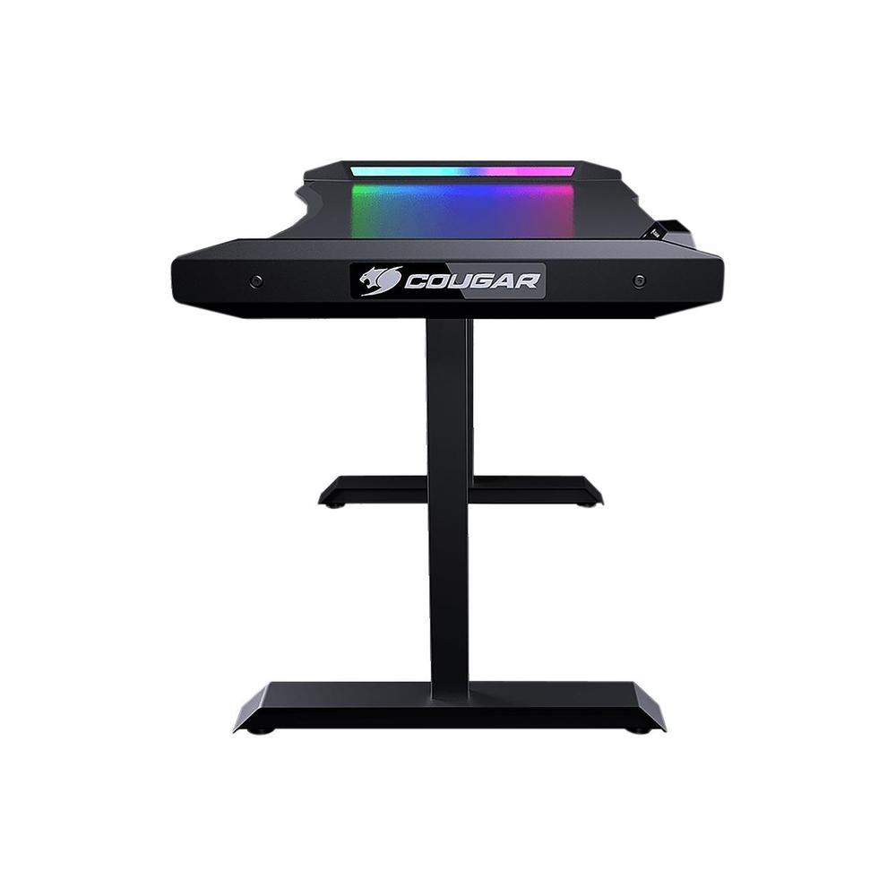 49 in. Black Steel Gaming Computer Desk with Dazzling ARGB Lighting Effects and Ergonomic Design. Picture 5