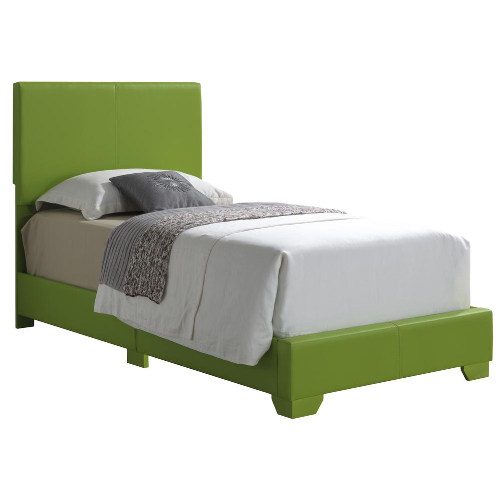 Aaron Apple Green Upholstered Twin Panel Bed. Picture 1