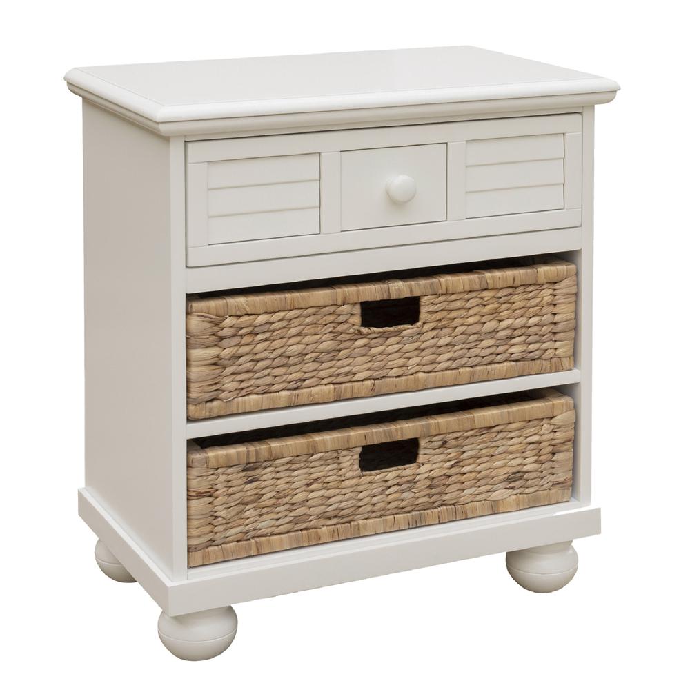 1-Drawer Antique White and Cream Nightstand 28.75 in. H x 25.5 in. W x 15.25 in. D. Picture 2