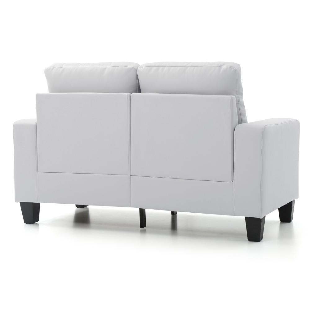 Newbury 58 in. W Flared Arm Faux Leather Straight Sofa in White. Picture 4