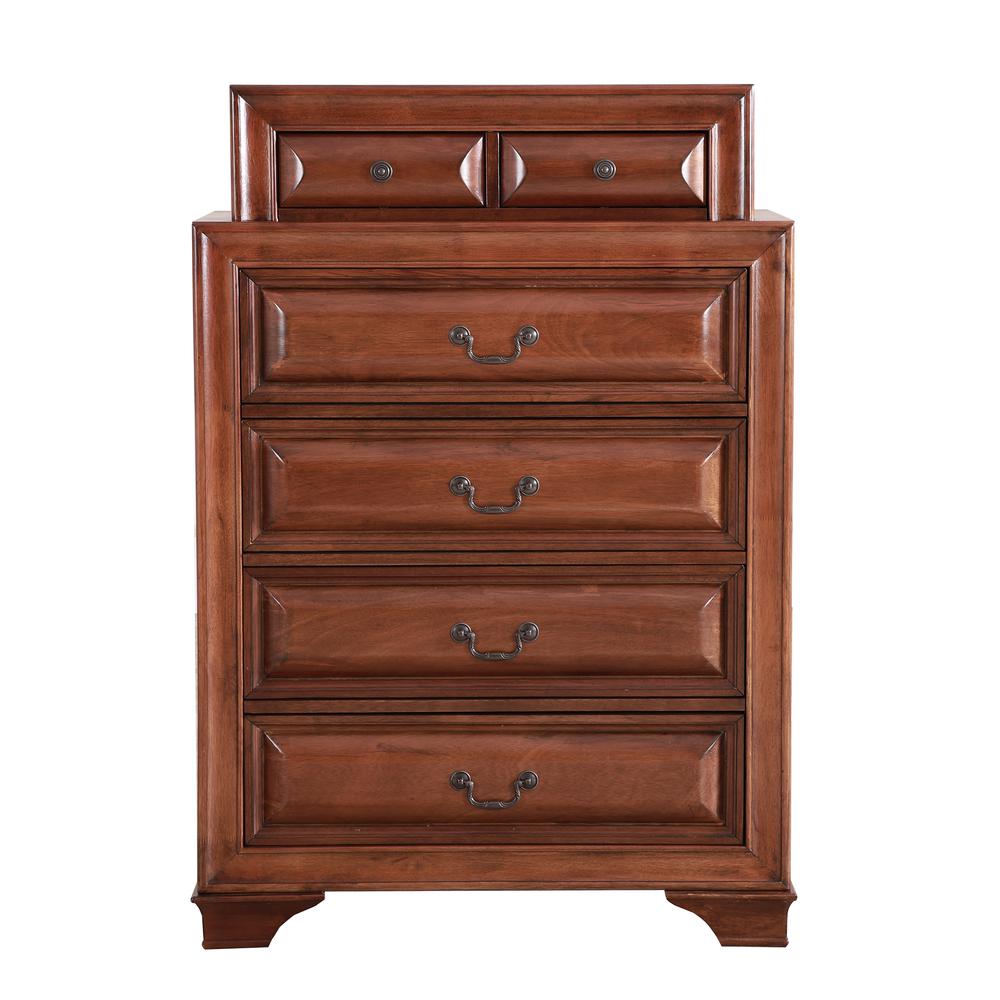 LaVita Oak 7-Drawer Chest of Drawers (36 in. L X 17 in. W X 52 in. H). Picture 1