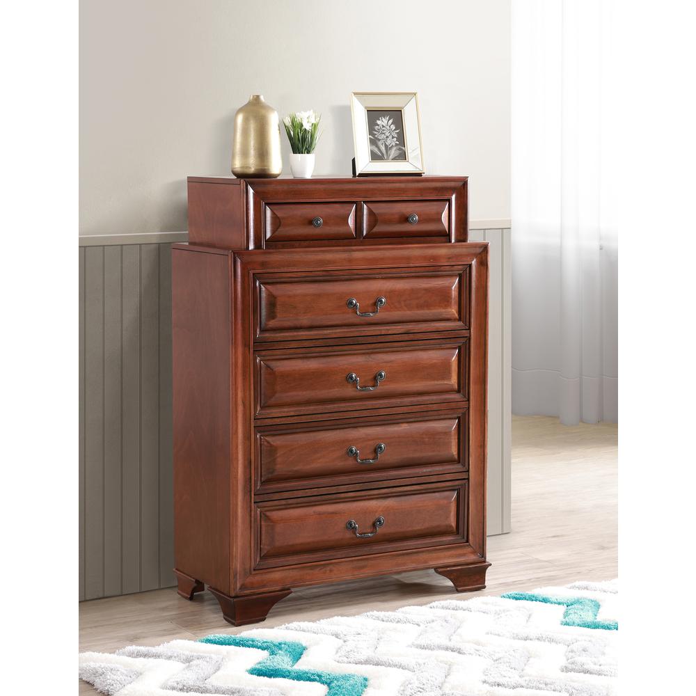 LaVita Oak 7-Drawer Chest of Drawers (36 in. L X 17 in. W X 52 in. H). Picture 7
