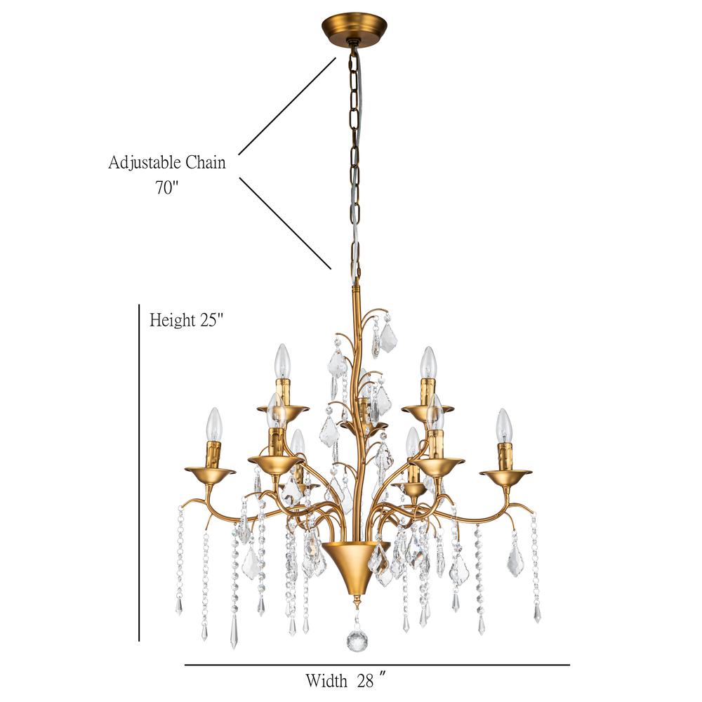 Beaufort 9-Light French Country/Cottage Crystal Chandelier 28-in Gold Finish. Picture 3