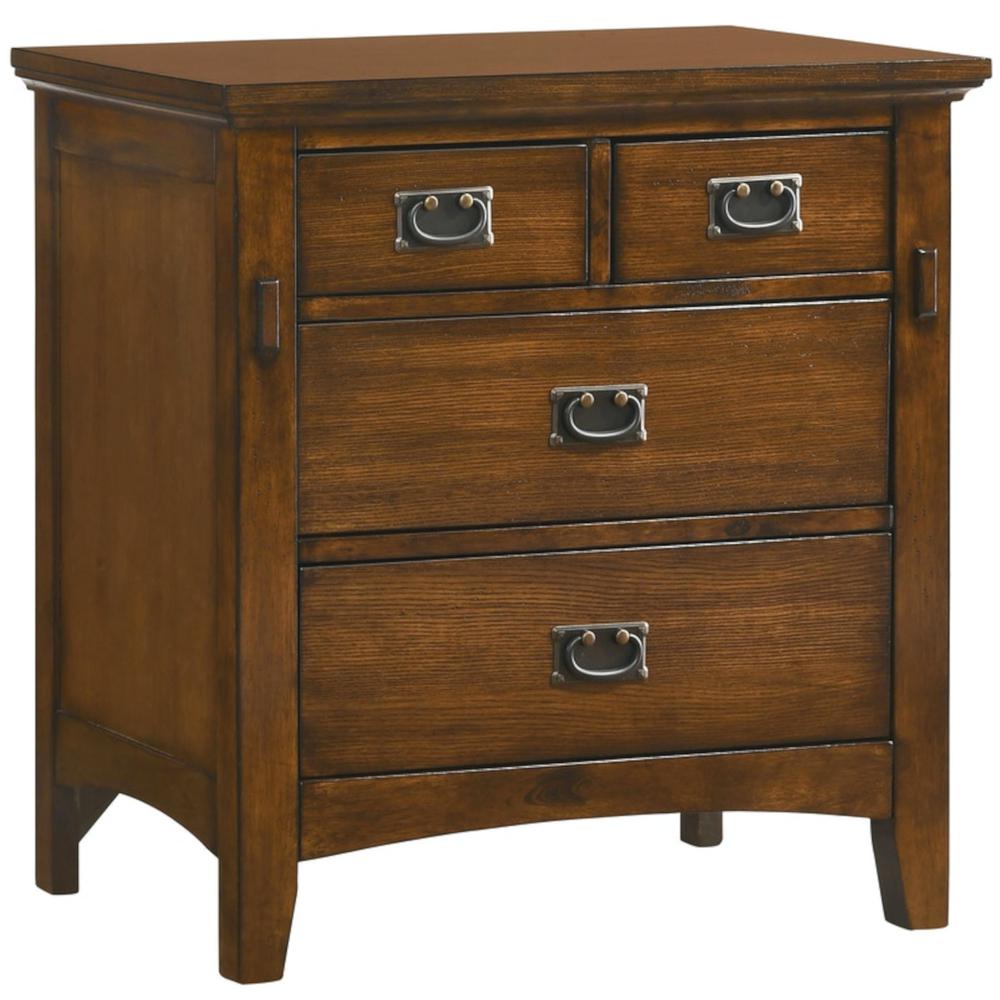 4-Drawer Distressed Warm Chestnut with Satin Gloss Nightstand 30 in. H x 30 in. W x 17 in. D. Picture 2