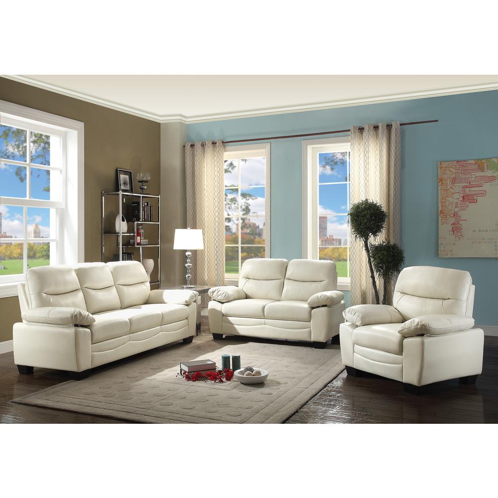 Marta 78 in. W Flared Arm Faux Leather Straight Sofa in Pearl. Picture 5
