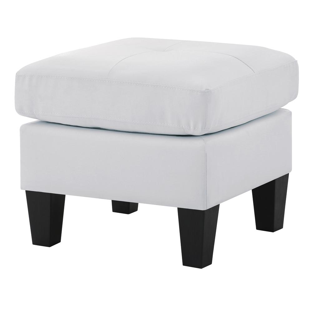 Newbury White Faux Leather Upholstered Ottoman. Picture 1