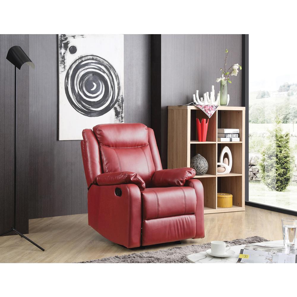 Ward Red Reclining Accent Chair with Pillow Top Arm. Picture 6