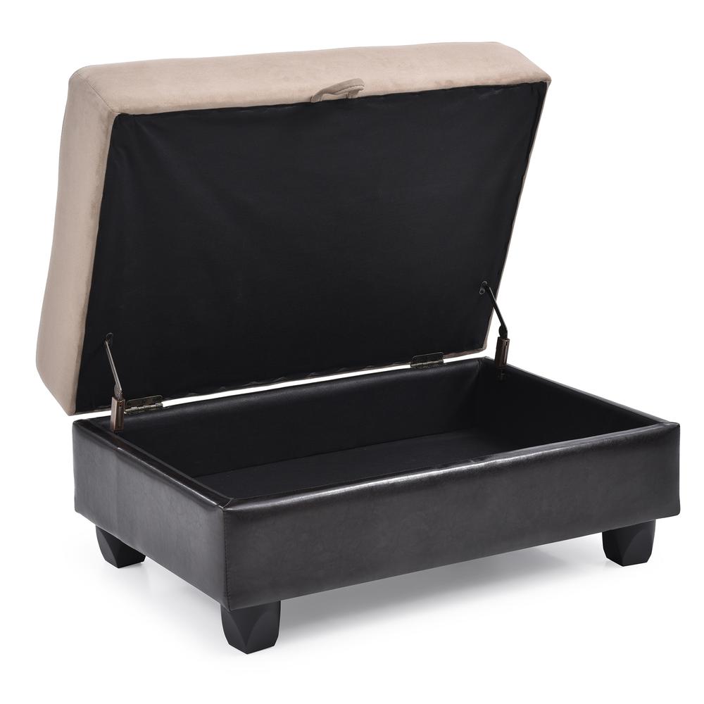 Gallant Mocha and Black Microfiber Upholstered Storage Ottoman. Picture 3