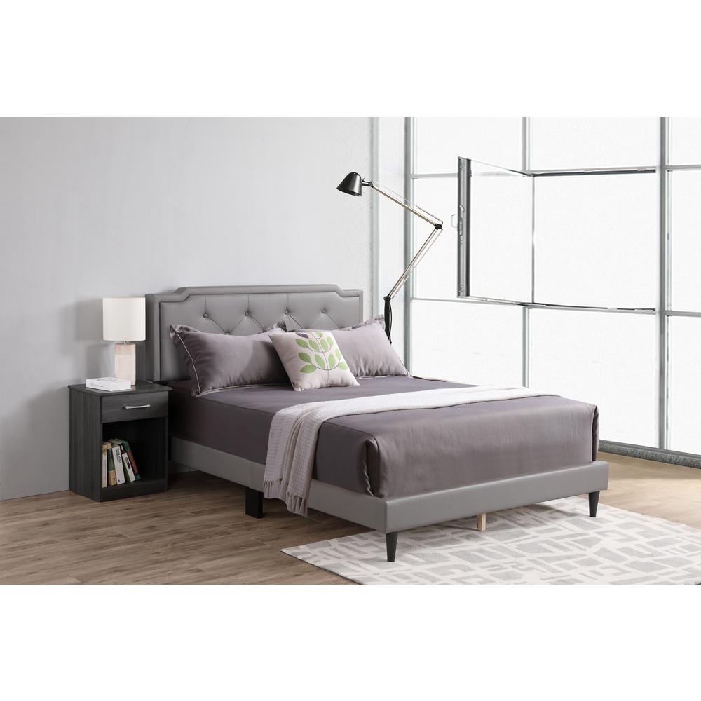 Deb Light Grey Adjustable Queen Panel Bed. Picture 7
