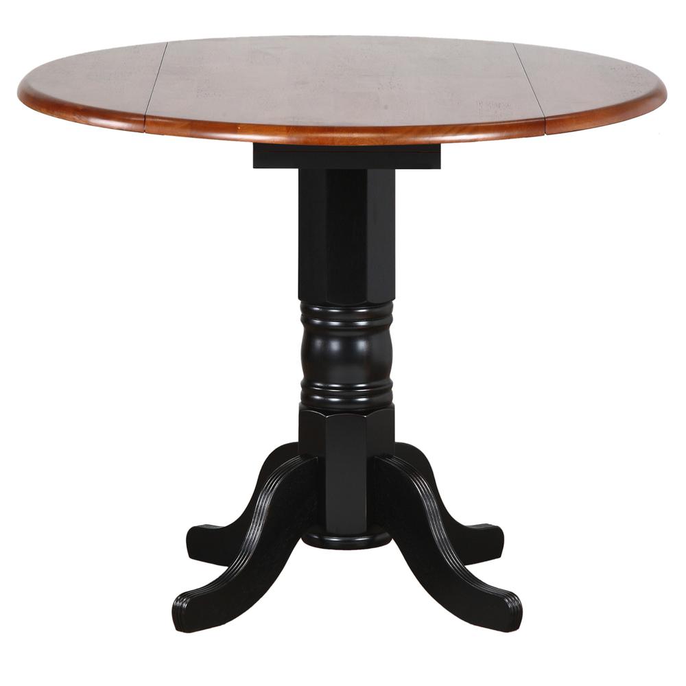 42 in. Round Black with Cherry Top Solid Wood Pub Dining Table (Seats 6). Picture 1