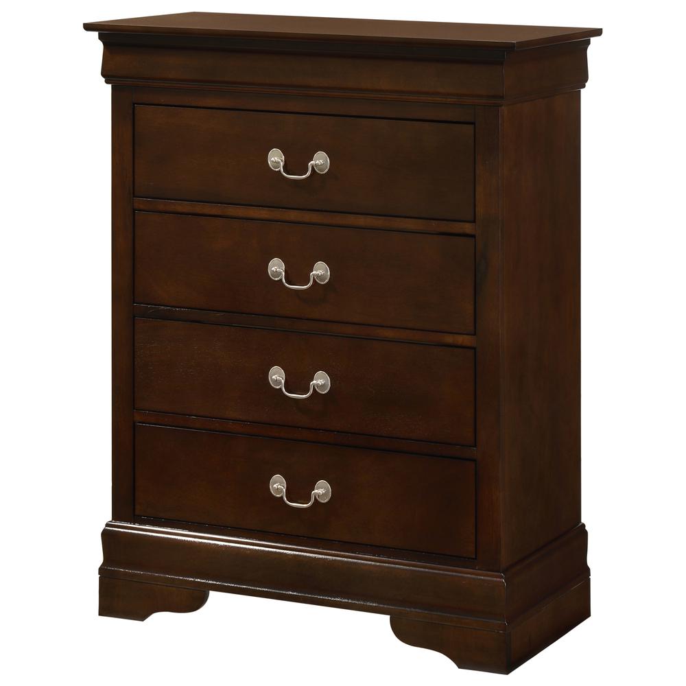 Louis Phillipe Cappuccino 4 Drawer Chest of Drawers (31 in L. X 16 in W. X 41 in H.). The main picture.