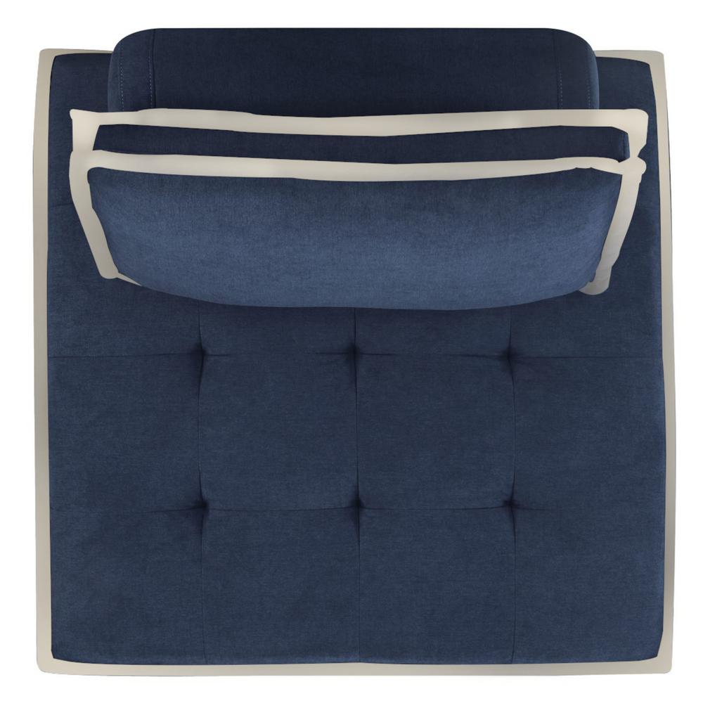 Pixie Navy Blue and Cream Fabric Modular Sectional Seating Armless Accent Chair. Picture 5