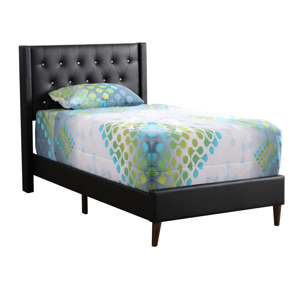 Bergen Black Twin Tufted Panel Bed. Picture 1