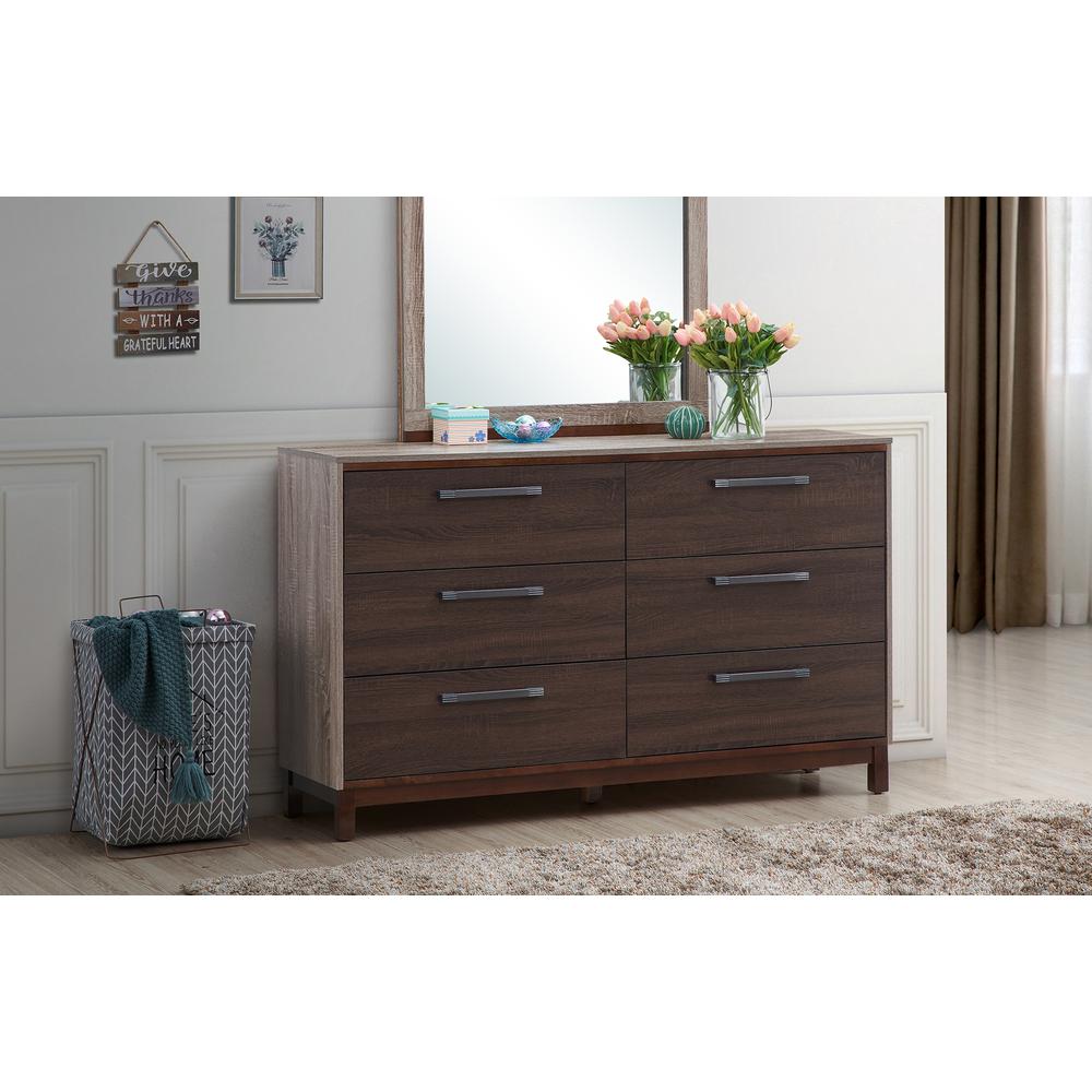 Magnolia 6-Drawer Brown Dresser (35.5 in. X 15.5 in. X 59 in.). Picture 7
