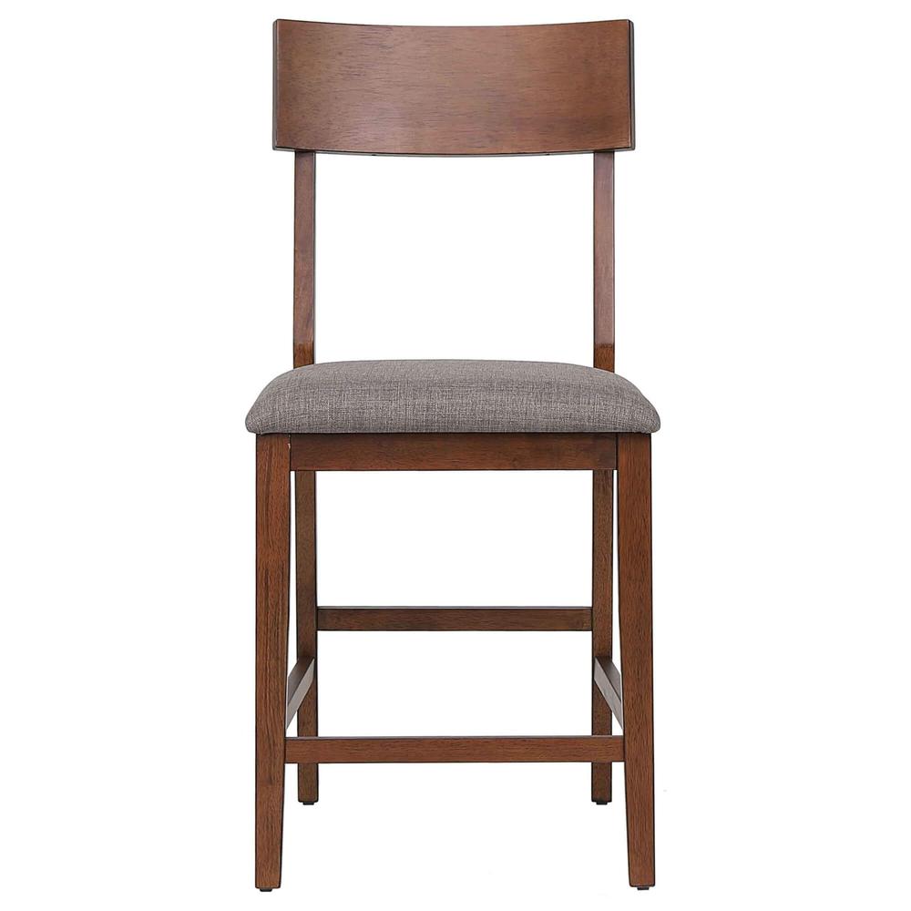 34 In. Danish Walnut High Back Wood Frame 24 in. Bar Stool  (Set of 2). Picture 3