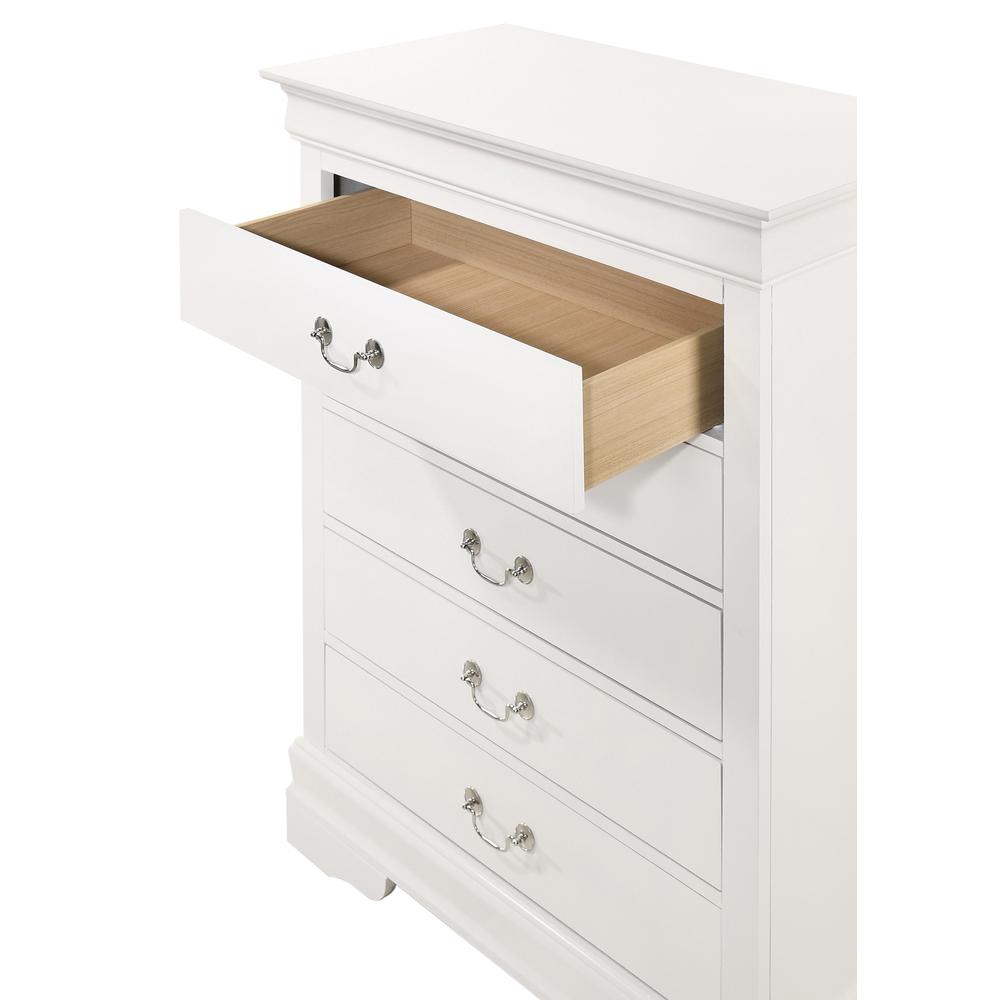 Louis Phillipe II White 5 Drawer Chest of Drawers (31 in L. X 16 in W. X 48 in H.). Picture 3