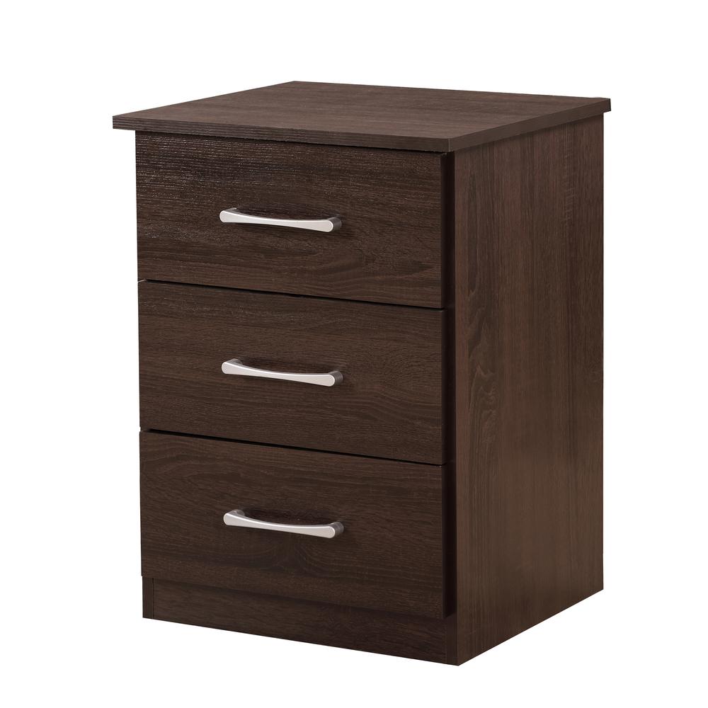 Boston 3-Drawer Wenge Nightstand (24 in. H x 16 in. W x 18 in. D). Picture 2