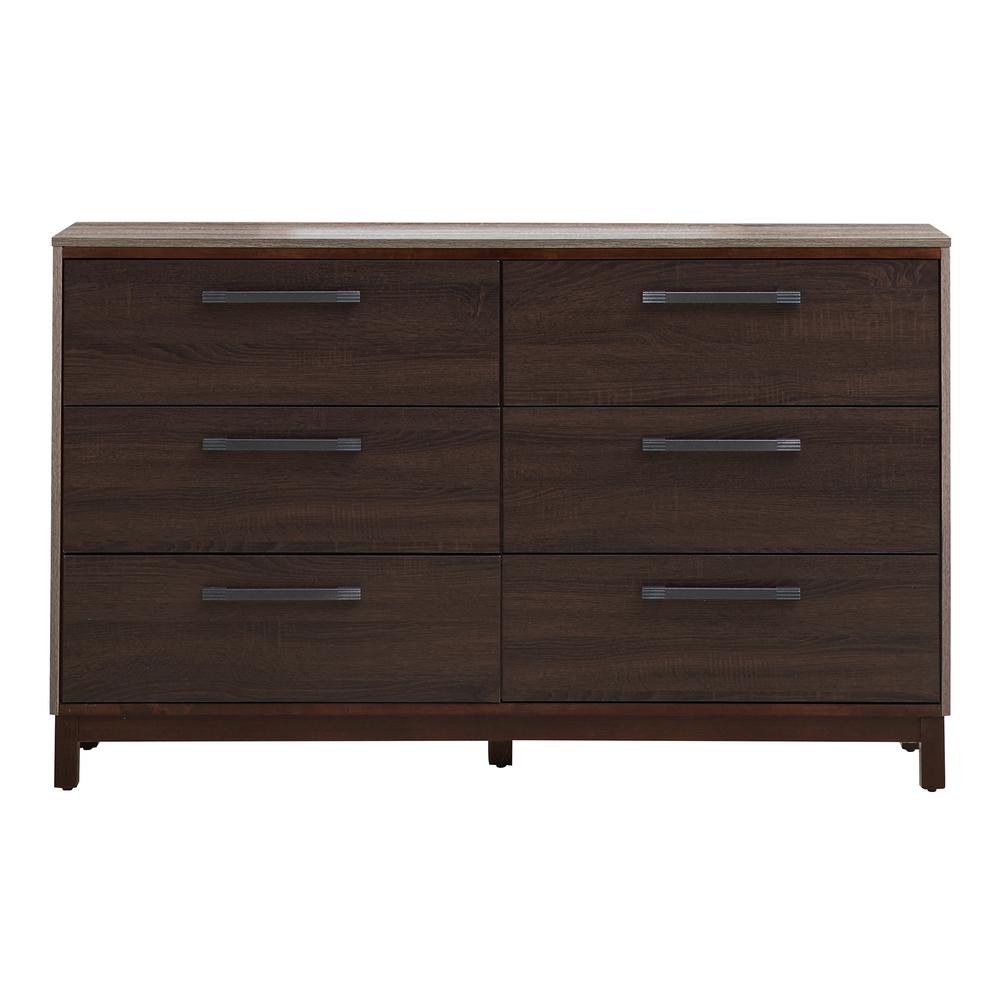 Magnolia 6-Drawer Brown Dresser (35.5 in. X 15.5 in. X 59 in.). Picture 1