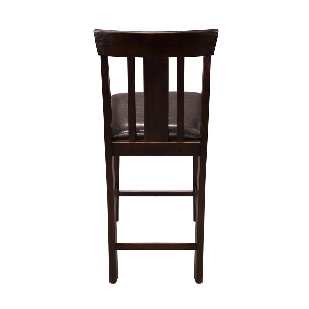 Rochelle 38.75 in. Espresso Full Back Wood Frame Bar Stool with Faux Leather Seat (Set of 2). Picture 3