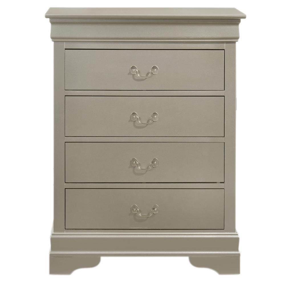 Louis Phillipe Silver Champagne 4 Drawer Chest of Drawers (31 in L. X 16 in W. X 41 in H.). Picture 2