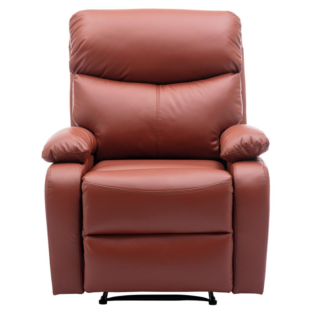 Yingj Brown Wide Manual Standard Recliner with Technical Leather Thick Armrests. Picture 1
