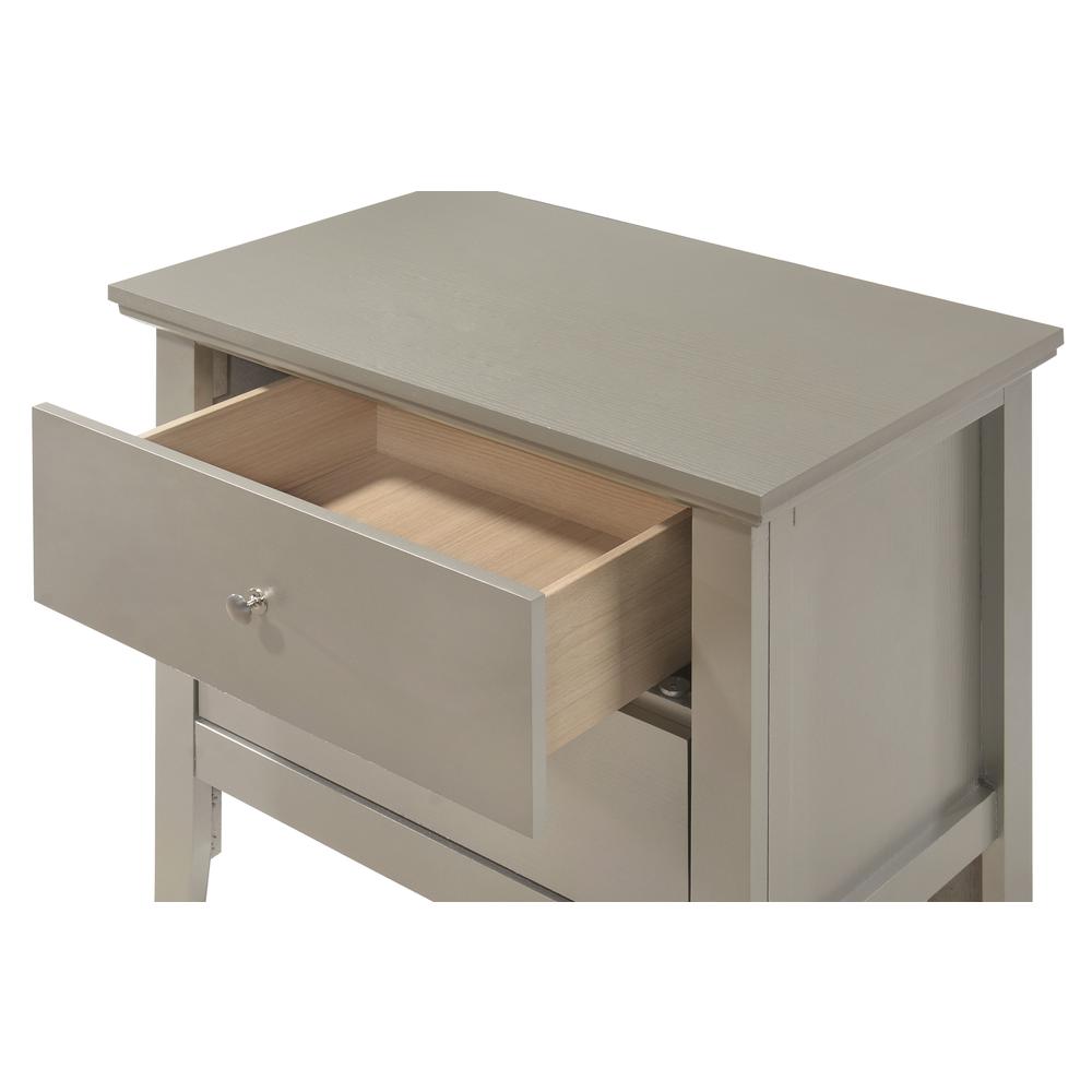 Primo 2-Drawer Silver Champagne Nightstand (24 in. H x 15.5 in. W x 19 in. D). Picture 3