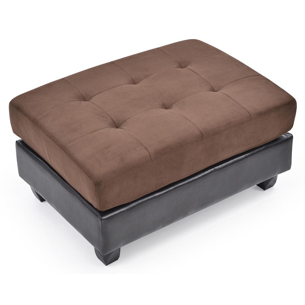 Pounder Chocolate Faux Leather Upholstered Ottoman. Picture 3