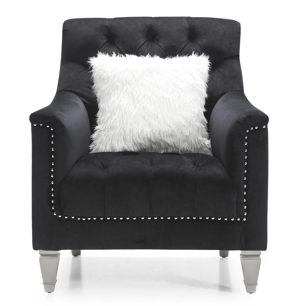 Dania Black Upholstered Accent Chair. Picture 1