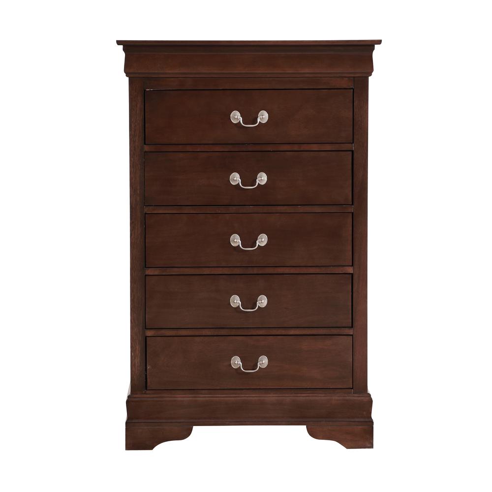 Louis Phillipe II Cappuccino 5 Drawer Chest of Drawers (31 in L. X 16 in W. X 48 in H.). Picture 2