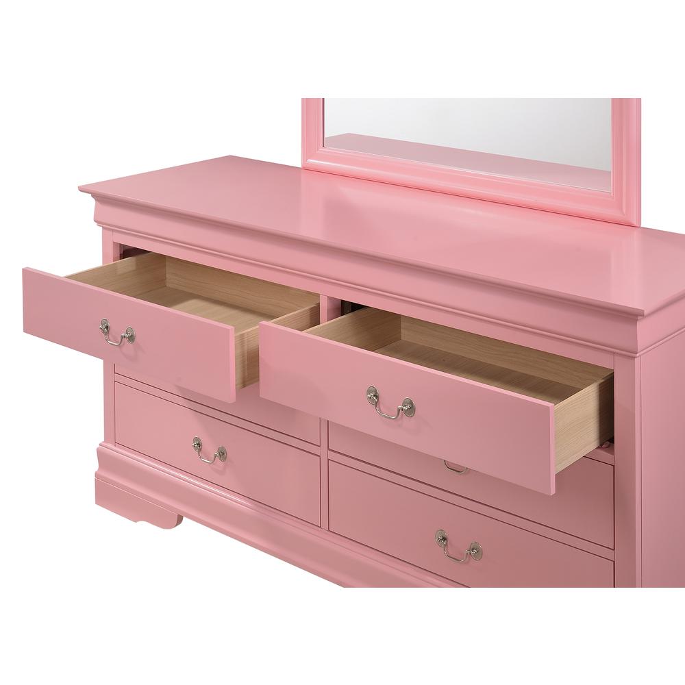 Louis Phillipe 6-Drawer Pink Double Dresser (33 in. X 18 in. X 60 in.). Picture 4