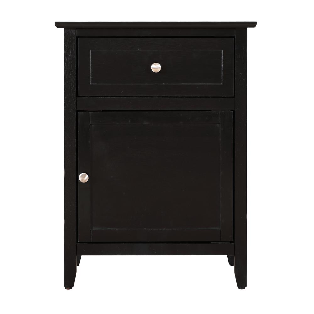 Lzzy 1-Drawer Black Nightstand (25 in. H x 15 in. W x 19 in. D). Picture 1
