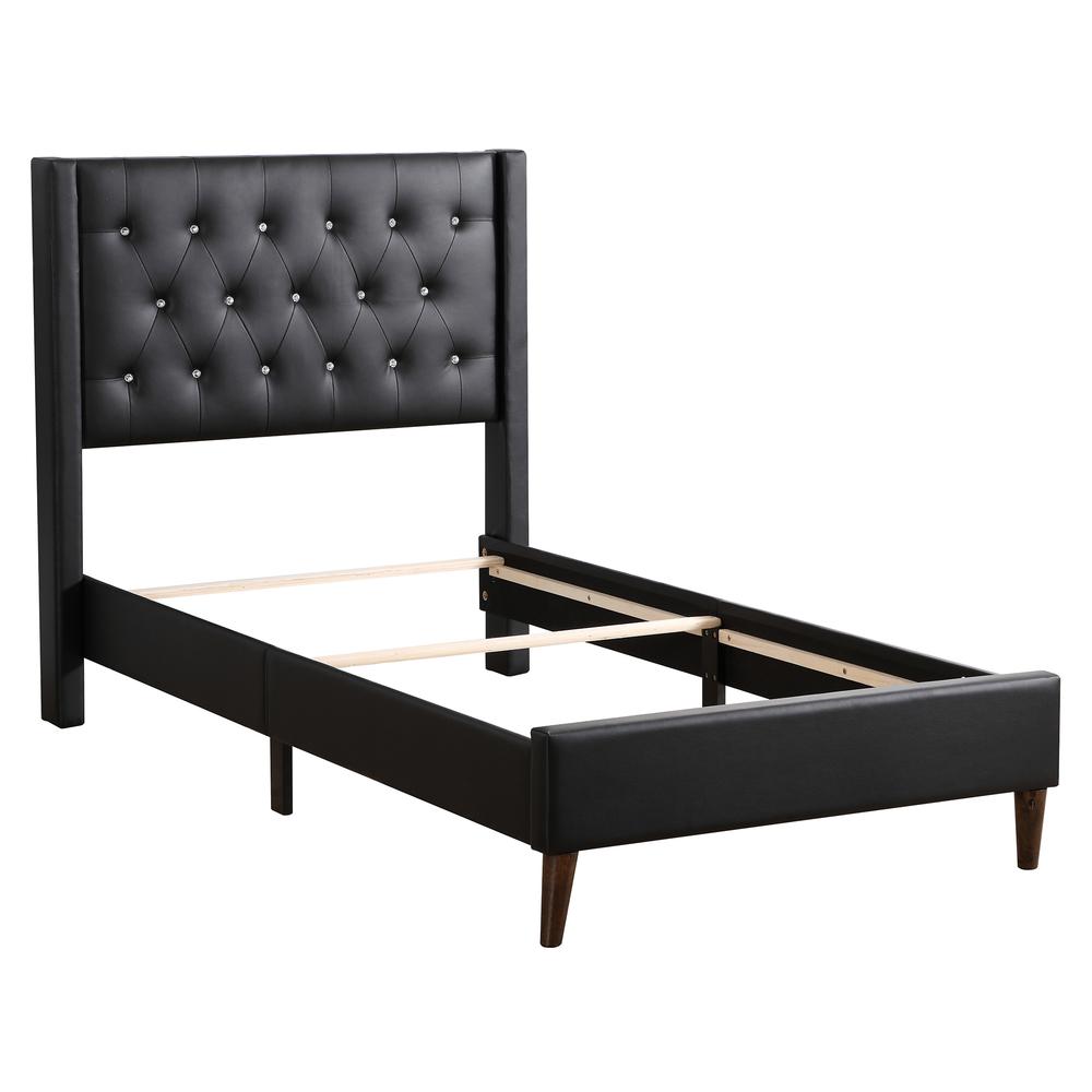 Bergen Black Twin Tufted Panel Bed. Picture 3