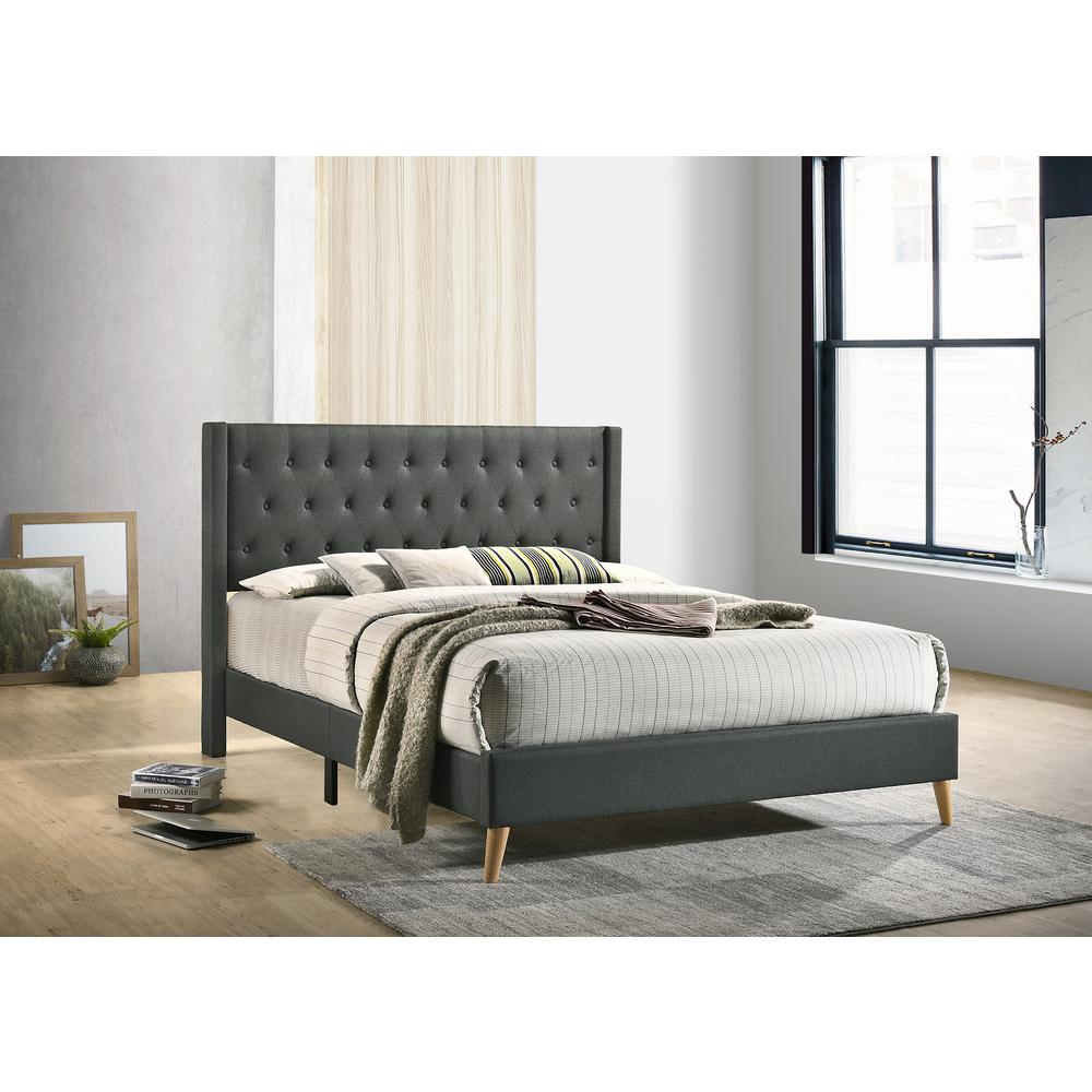 Bergen Gray Full Tufted Panel Bed. Picture 5