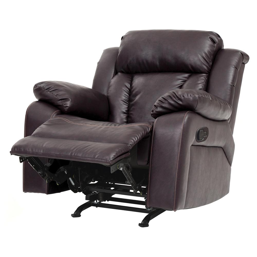Daria Dark Brown Faux Leather Upholstery Reclining Chair. Picture 1