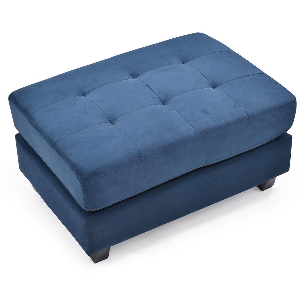 Malone Navy Blue Tufted Ottoman. Picture 3
