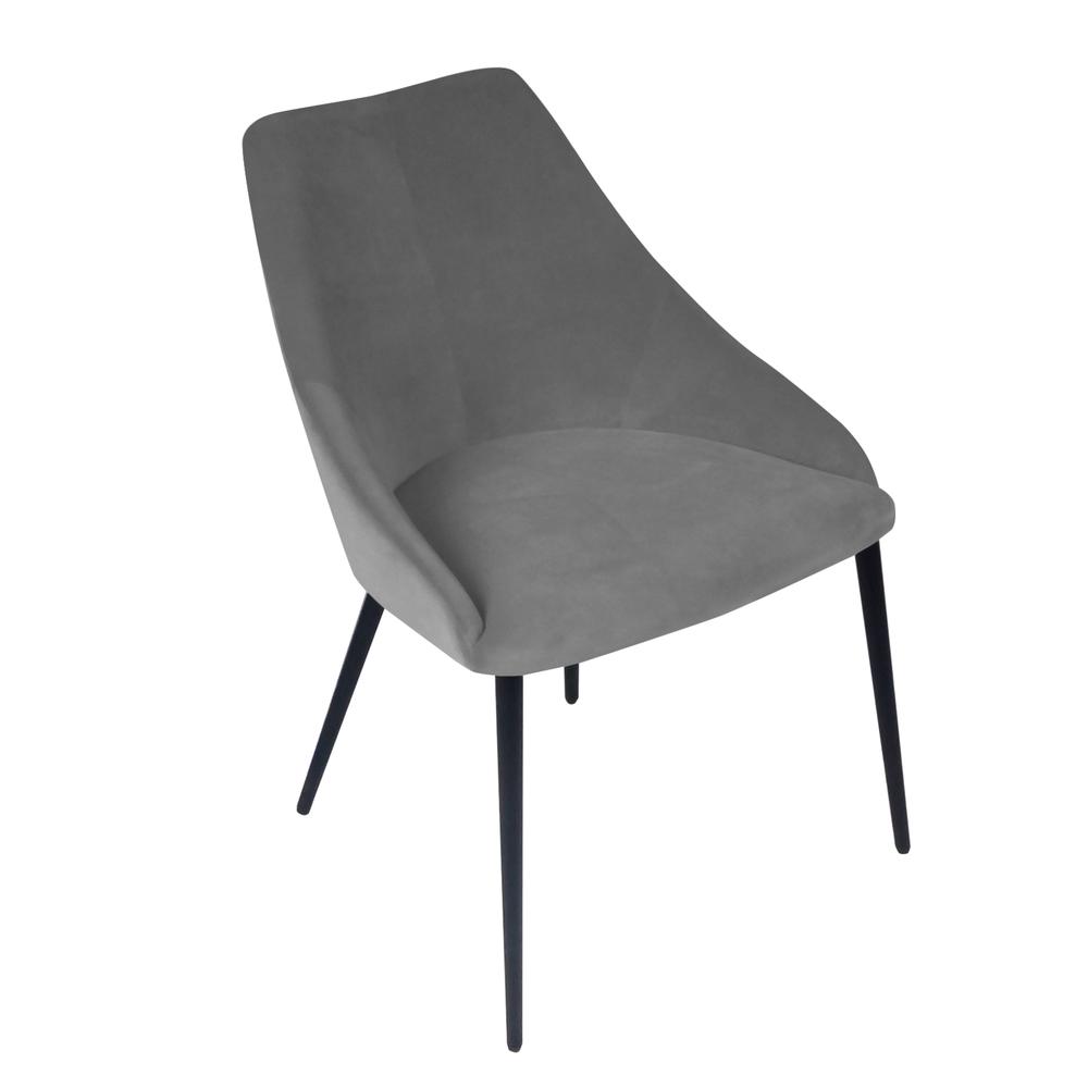 Pitch Harmony Stone Grey Velvet Upholstered Dining Chair with Conic Legs. Picture 3