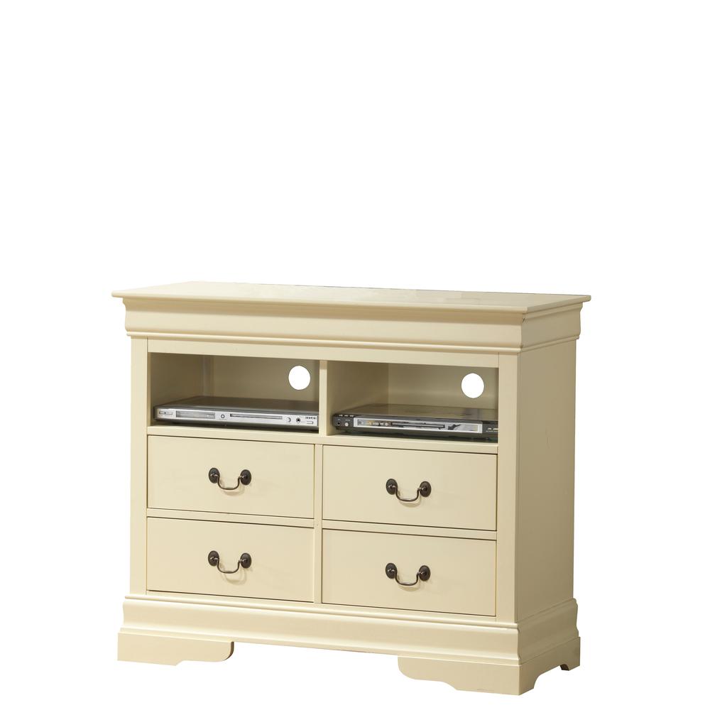 Louis Phillipe Beige 4 Drawer Chest of Drawers (42 in L. X 18 in W. X 35 in H.). Picture 2