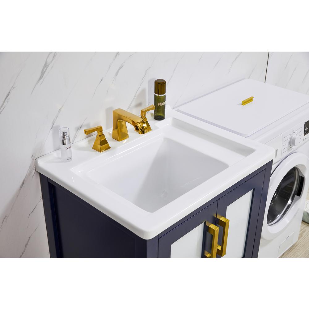 27 in. x 34 in. Dark Blue Engineered Wood Laundry Sink with a Basket Included. Picture 2