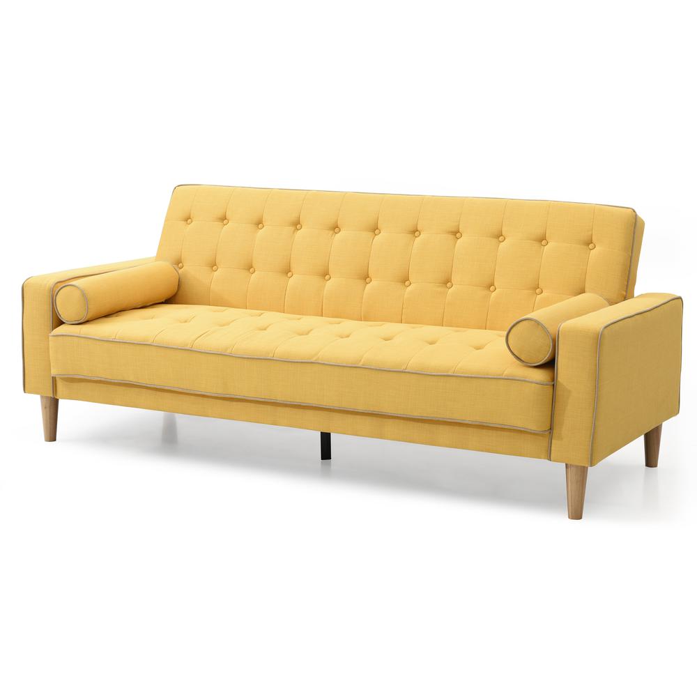Andrews 85 in. W Flared Arm Polyester Straight Sofa in Yellow. Picture 2