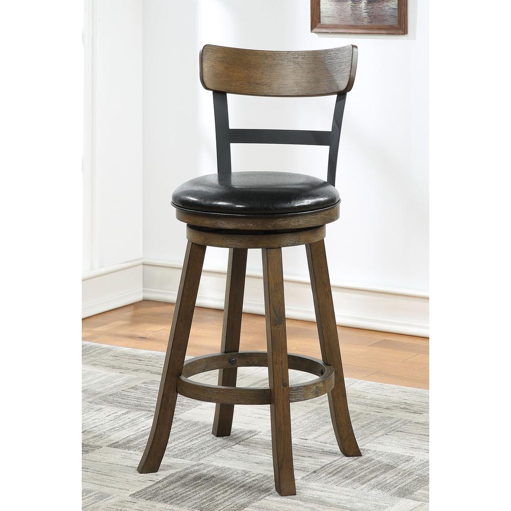 SH 42.5 in. Walnut High Back Wood and Metal 29 in. Bar Stool. Picture 7