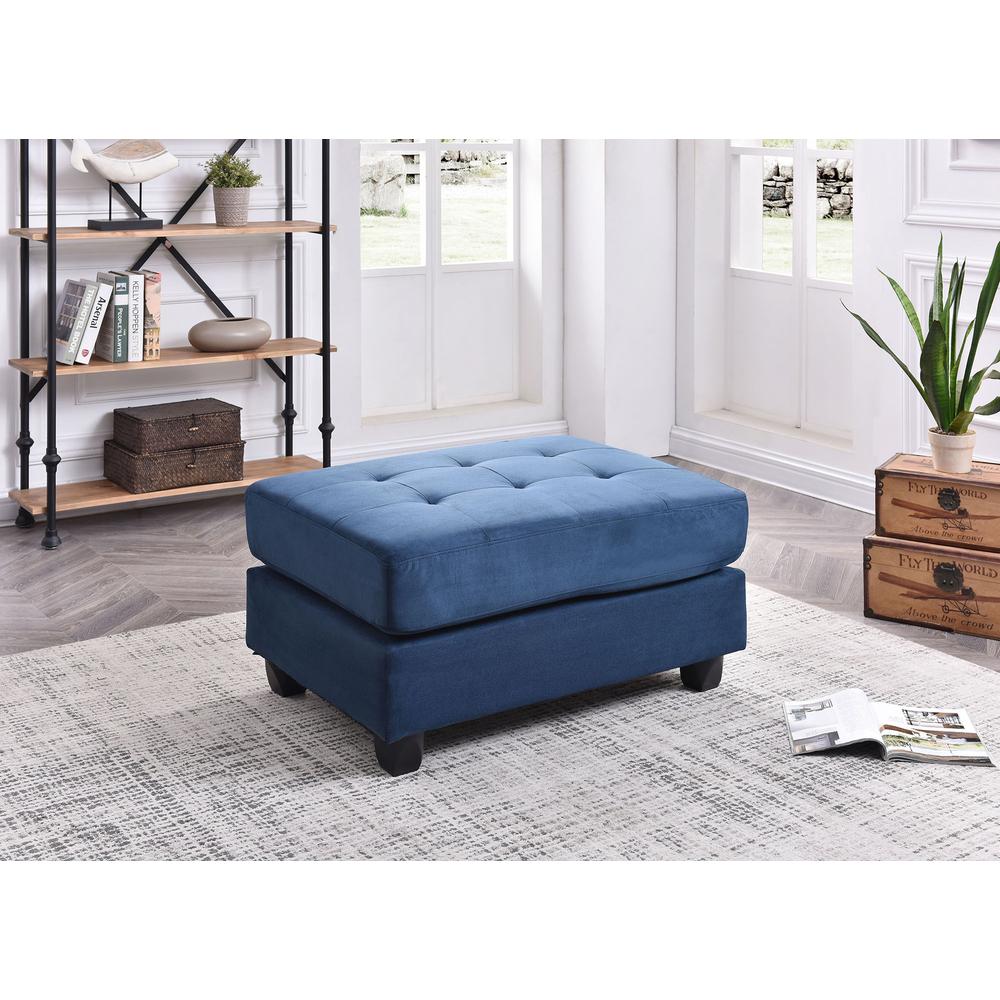 Malone Navy Blue Tufted Ottoman. Picture 5