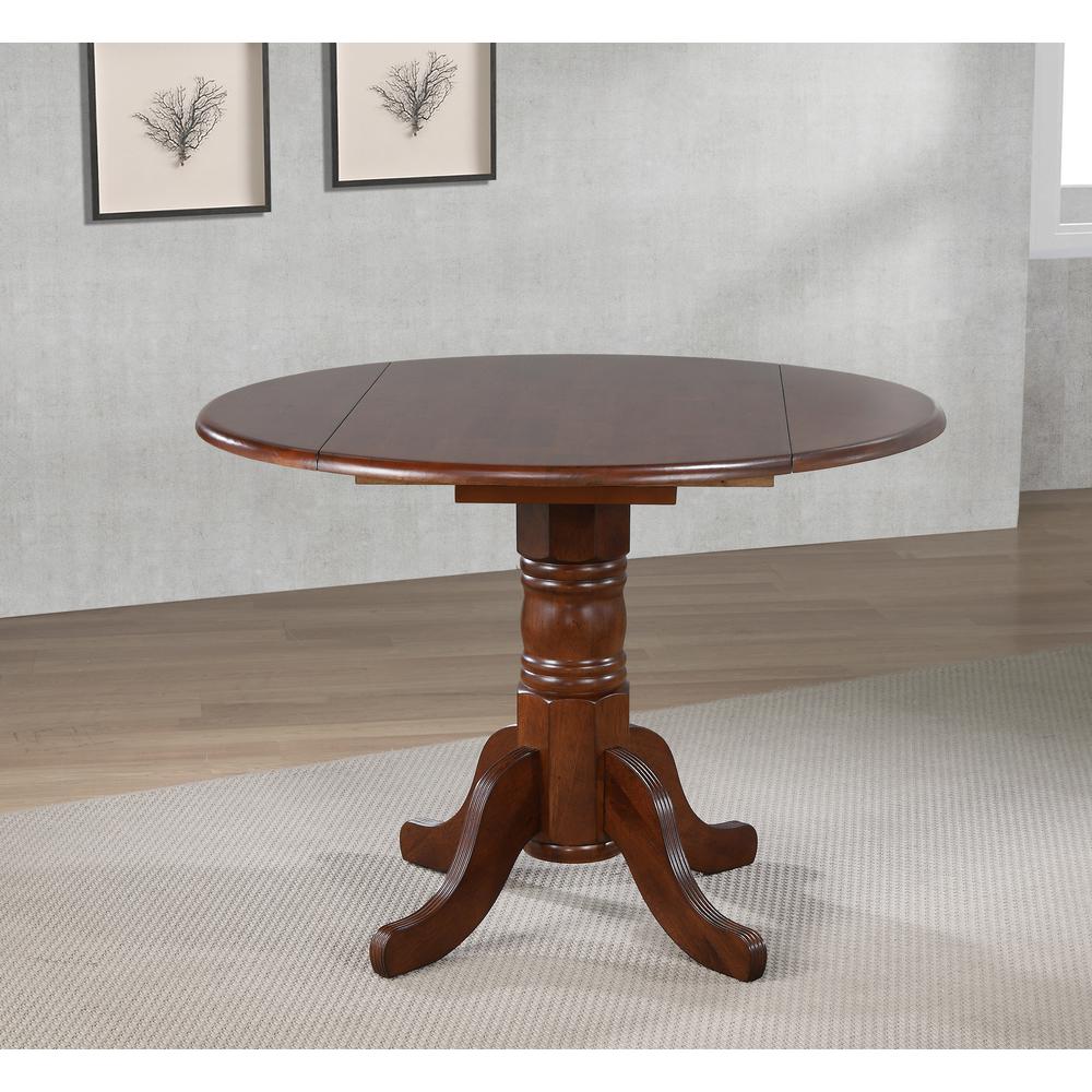 Andrews 42 in. Round Distressed Chestnut Brown Wood Dining Table (Seats 6). Picture 5