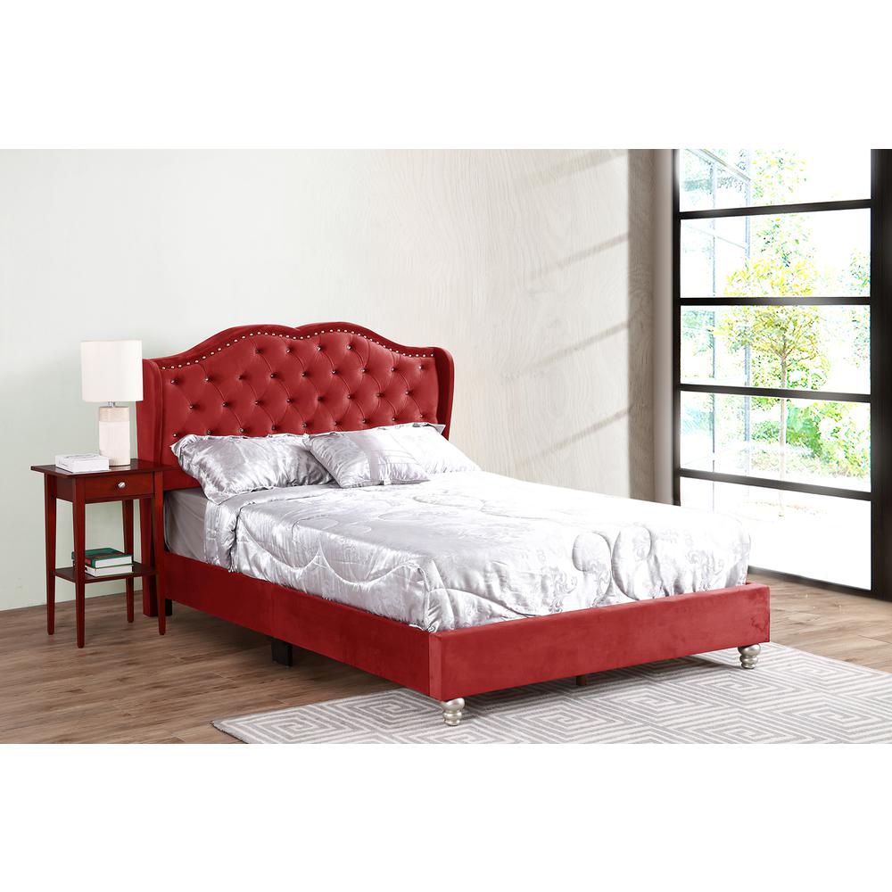 Joy Jeweled Cherry Tufted King Panel Bed. Picture 7