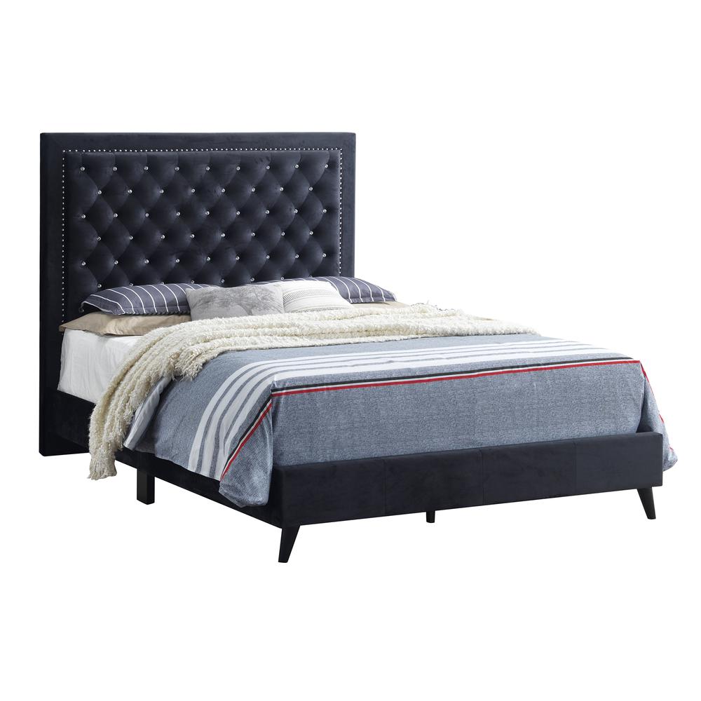 Alba Black Upholstered Full Panel Bed. Picture 1