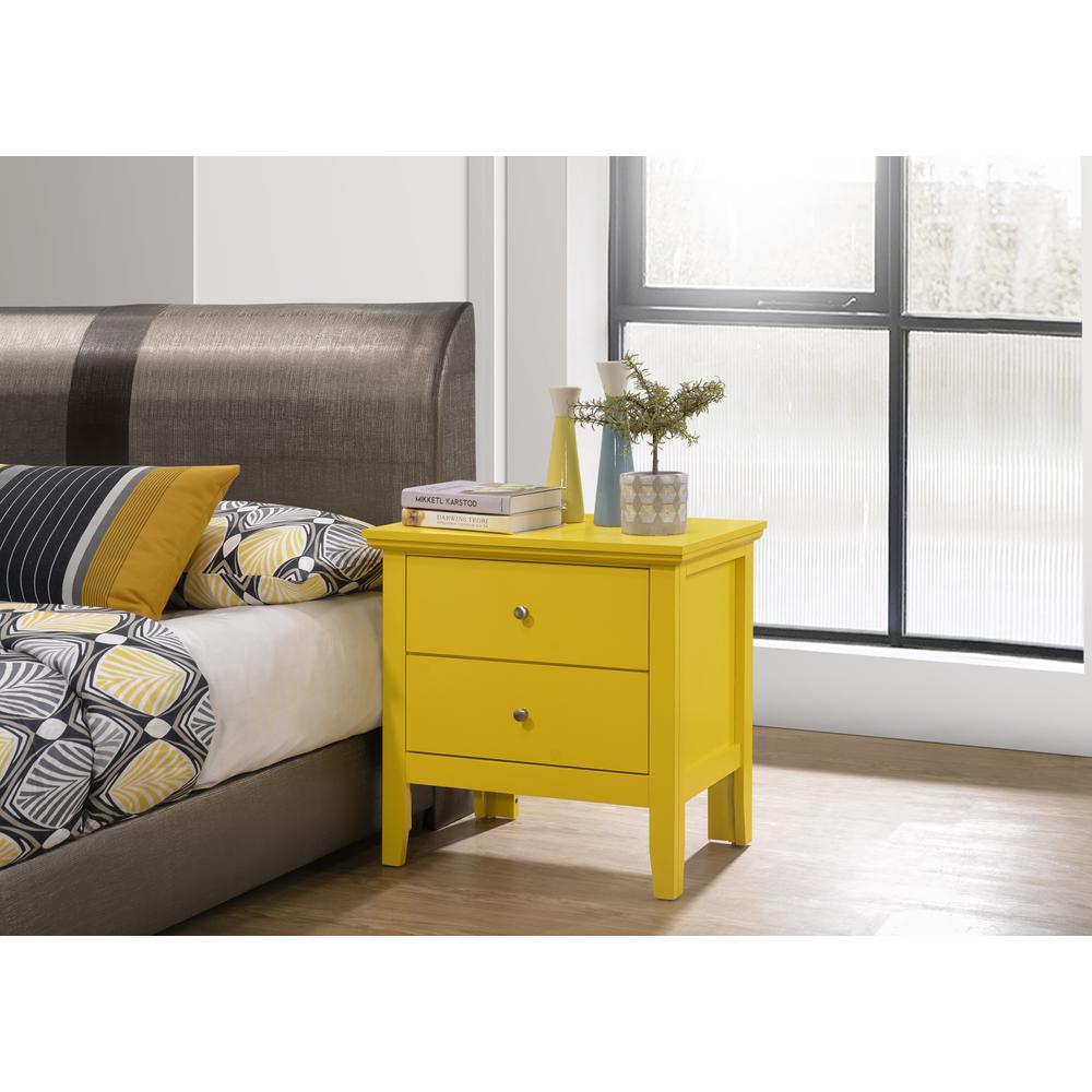 Primo 2-Drawer Yellow Nightstand (24 in. H x 15.5 in. W x 19 in. D). Picture 5