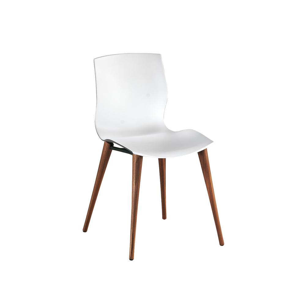 Evalyn Chair WHITE seat with WALNUT legs. Picture 4
