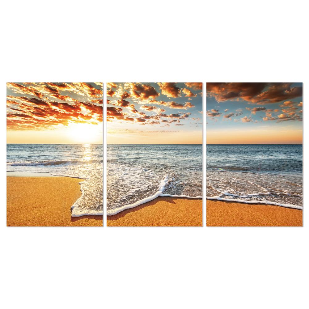 3 Piece acrylic panel picture of - Warm Sandy Beach. Picture 1